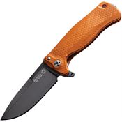Lion Steel SR22AOB SR22 Framelock Black Oxide Coated Drop Point Blade Knife with Orange Textured Aluminum Handle
