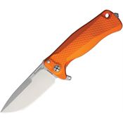 Lion Steel SR22AOS SR22 Framelock Sleipner Tool Steel Drop Point Blade Knife with Orange Textured Aluminum Handle
