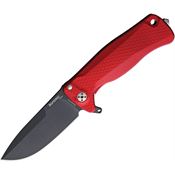 Lion Steel SR22ARB SR22 Framelock Black Oxide Coated Drop Point Blade Knife with Red Textured Aluminum Handle