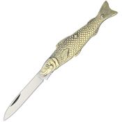 Novelty 319 Mirror Finish Stainless Blade Knife with Fish Shaped Metal Alloy Handle