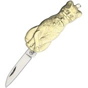 Novelty 320 Mirror Finish Stainless Pen Blade Knife with Cat Shaped Nickel Silver Handle