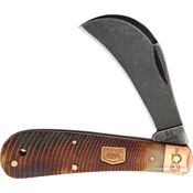 Rough Rider 1843 Backwoods Black Stonewash Finish Stainless Hawkbill Blade Knife with Amber Sawcut Bone Handle