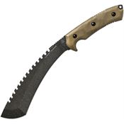 TOPS TDTK01 Tundra Trekker Tactical Stone Powder Coated Sawback Knife with Green Canvas Micarta Handle