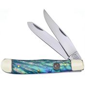 Frost CR108SAB Trapper Knife with Abalone Handle