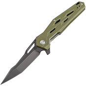 Artisan 1812PBGN Interceptor Linerlock Black Finish Blade Knife with Green G10 Handle