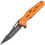 Artisan 1812PBOE Interceptor Linerlock Black Finish Blade Knife with Orange G10 Handle