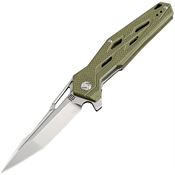 Artisan 1812PSGN Interceptor Linerlock Stonewash Finish Blade Knife with Green G10 Handle