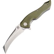 Artisan 1816PGNF Eagle Linerlock Steel Curved Blade Knife with Green G10 Handle