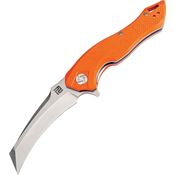 Artisan 1816POEF Eagle Linerlock Steel Curved Blade Knife with Orange G10 Handle