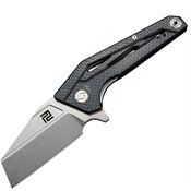 Artisan 1819PCFB Ravine Linerlock Steel Blade Knife with Black and Blue Carbon Fiber Handle