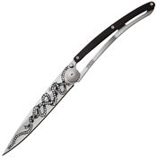 Deejo 1CB045 Rope Blade Tattoo 37G Ebony Wood Handle with Stainless Back Handle