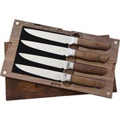 Ferrum R0400 Reserve 4Pc Stainless Blade Steak Set with Reclaimed Hardwood Handle