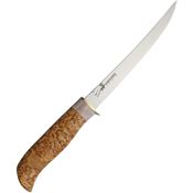 Karesuando 3522 Laxen Knife with Curly Birch and Reindeer Antler Handle