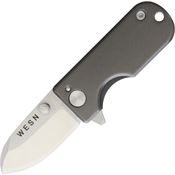Wesn Goods SN01 Microblade Framelock Knife with Gray Titanium Handle