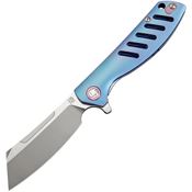 Artisan 1815GSBUM Tomahawk Framelock M390 Stainless Blade Knife with Blue Titanium Handle