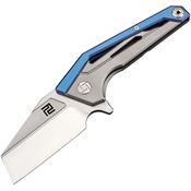 Artisan 1819GBUM Ravine Framelock M390 Knife with Blue and Gray Titanium Handle