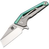 Artisan 1819GGNM Ravine Framelock M390 Knife with Green and Gray Titanium Handle