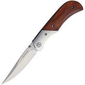 Browning 0028 Linerlock Satin Finish Clip Point Blade Knife with Brown Pakkawood Handle