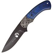 Elk Ridge 20009BL Fixed Black Finish Stainless Drop Point Blade with Blue Pakkawood Handle