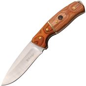 Elk Ridge 20019DN Fixed Satin Finish Stainless Drop Point Blade with Brown Pakkawood Handle