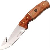 Elk Ridge 20019GN Fixed Guthook Blade Satin Finish with Brown Pakkawood Handle