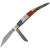 Elk Ridge 947 Stockman Sheepsfoot, and Pen Blades with Red, White, Blue C-Tek Handle