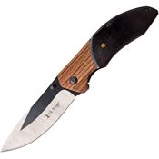 Elk Ridge 948BK Framelock 3 1/2 Inch Two-Tone Finish with Black and Brown Pakkawood Handle