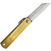 Higonokami O75BS Folder Brass Knife with Blue Suede Brass Handle