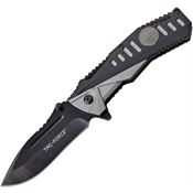 Tac Force 988GY Linerlock Inlay Shield Knife with Black and Gray Aluminum Handle