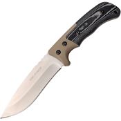 Tac Force FIX006TN Drop Point Fixed Blade Tan Knife with Black Canvas Micarta Handle