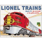 Tin Signs 2284 12 1/2" x 16 Inch Lionel Santa Fe Sign