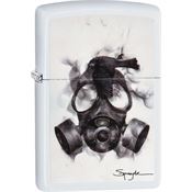 Zippo 02740 Spazuk Gas Mask and Bird Lighter with White Matte Finish