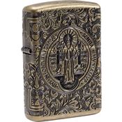 Zippo 06197 St. Benedict Design Lighter with Antique Brass Construction