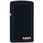 Zippo 12050 Slim Black Red Border Lighter with Black Matte Finish