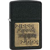 Zippo 12362 Zippo Brass Emblem Lighter with Black Crackle Construction