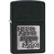 Zippo 12363 Zippo Pewter Emblem Lighter with Black Crackle Construction