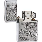 Zippo 20895 Patriotic Eagle Lighter with Brushed Chrome Construction
