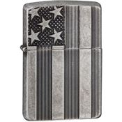 Zippo 28974 US Flag Lighter with Antique Silver Plate Construction