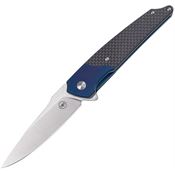 Amare 201801 Pocket Peak Blue Bolster Linerlock Knife Carbon Fiber Handles