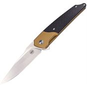 Amare 201802 Pocket Peak Gold Bolster Linerlock Knife Carbon Fiber Handles