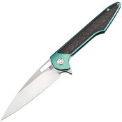 Artisan 1821GSGNM Small Archaeo Framelock Knife Green/Carbon Fiber Handles