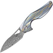 Bestech T1810L The Reticulan Damascus Framelock Knife Blue Handles