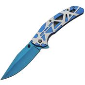 China Made 300463BL Linerlock Knife Assist Open Blue