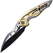 WE 906A Arrakis Framelock Knife with Gold and Silver Titanium Handle