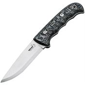 Boker 02BO350 Spain Bushcraft Granito Knife with Black and White finger Micarta Handle