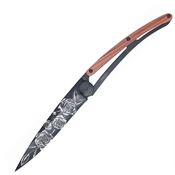Deejo 1GB137 Tattoo Black 37g Roses Knife with coral Wood Handle