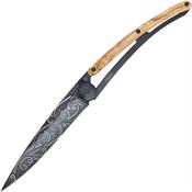 Deejo 1GB141 Tattoo Black 37g Pacific Knife with Olive Wood Handle
