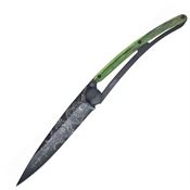 Deejo 1GB146 Tattoo Black 37g Versailles Knife with Green Beech Wood Handle