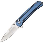 MTech 1109BL Button Lock Knife with Blue and Black Aluminum Handle