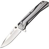 MTech 1109GY Button Lock Knife with Black and Silver Aluminum Handle